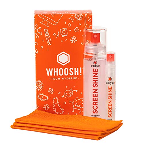 WHOOSH! Screen Cleaner Kit  Best for  Smartphones, iPads, Eyeglasses, e-Readers, LED, LCD & TVs  Includes 2 Bottles 3.4oz,0.3.oz +3 Premium Cloths