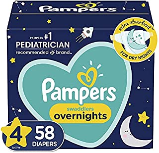 Pampers Diapers Size 4, 58 Count - Swaddlers Overnights Disposable Baby Diapers, Super Pack (Packaging May Vary)