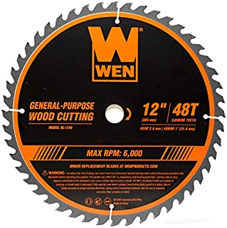 WEN BL1248 12-Inch 48-Tooth Carbide-Tipped Professional Woodworking Saw Blade for Miter Saws and Table Saws