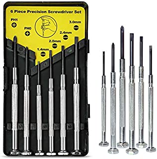 6PCS Mini Screwdriver Set with Case, Precision Screwdriver Kit with 6 Different Size Flathead and Phillips Screwdrivers, Perfect mini Screwdriver Bits for Jewelry, Watch, Eyeglass Repair.