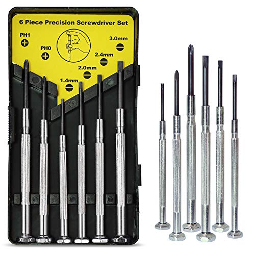 6PCS Mini Screwdriver Set with Case, Precision Screwdriver Kit with 6 Different Size Flathead and Phillips Screwdrivers, Perfect mini Screwdriver Bits for Jewelry, Watch, Eyeglass Repair.