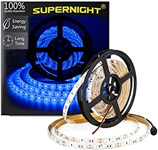 SUPERNIGHT LED Light Strip Blue, 16.4ft/5M SMD 5050 60Leds/M Blue Waterproof Led Flexible Flash 300 Leds Rope Lights for TV, Bed Room, Car, Boat, Christmas Tree, Wedding Decro