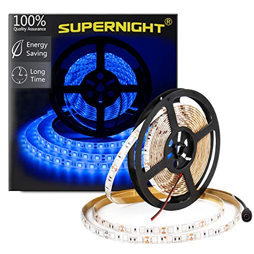 SUPERNIGHT LED Light Strip Blue, 16.4ft/5M SMD 5050 60Leds/M Blue Waterproof Led Flexible Flash 300 Leds Rope Lights for TV, Bed Room, Car, Boat, Christmas Tree, Wedding Decro