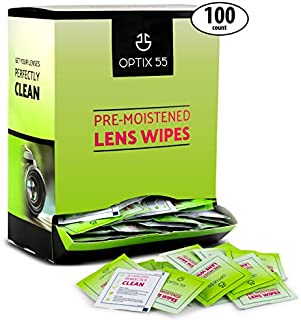 Eyeglass Cleaner Lens Wipes - 100 Pre-Moistened Individual Wrapped Eye Glasses Cleaning Wipes | Glasses Cleaner Safely Cleans Glasses, Sunglasses, Phone Screen, Electronics & Camera Lense| Streak-Free