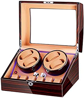 FRUCASE Automatic Watch Winder Brown New Version 4+6 Wooden Watch Box Watches Storage Luxury(Color : Outer Black+Inner Brown 4+6) 