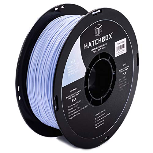 HATCHBOX Silk PLA 3D Printer Filament, Dimensional Accuracy +/- 0.03 mm, 1 kg Spool, 1.75 mm, Light Blue