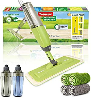 MistDriver Floor Cleaning Spray Mop with 4 Extra Large Microfiber Pads and 2 High Capacity Bottles, Home or Commercial Use, Professional Dusting for Hardwood Laminate Tile Marble Floors by TWINRUN