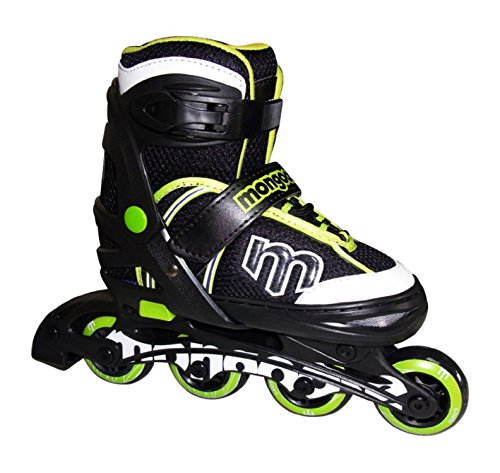 Mongoose Adjustable Inline Skates- Green, Green/Gray/Black, Size 1-4, Model Number: MG-091B-S