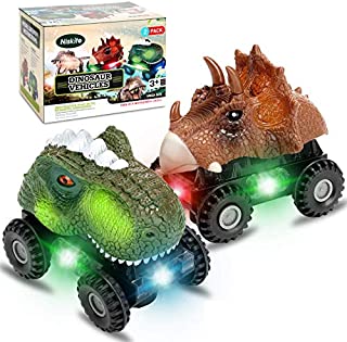 Dinosaur Toys for 2 3 4 Year Olds Boys,Niskite Dinosaur Car for Kids Toddler,Gifts for 5-8 Year Old Boy,Most Popular Birthday Presents for Girl Age 6 7 (2 Pack)