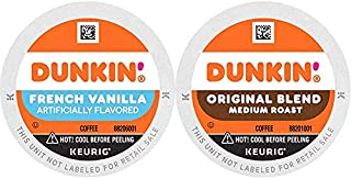 Dunkin' French Vanilla Flavored Coffee, 60 K Cups for Keurig Coffee Makers (Packaging May Vary) & Dunkin' Original Blend Medium Roast Coffee, 88 K Cups for Keurig Coffee Makers (Packaging May Vary)