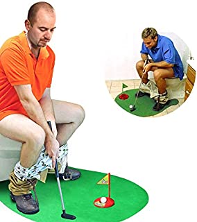 Novelty Place Toilet Golf Potty Putter Game Set - Practice Mini Golf in Any Restroom/Bathroom - Great Toilet Time Funny Gag Gifts for Golfer