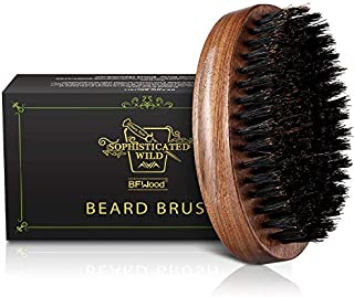 BFWood Boar Bristle Beard Brush - Black Wood Walnut Military Style