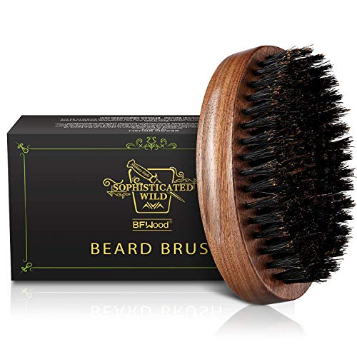 BFWood Boar Bristle Beard Brush - Black Wood Walnut Military Style