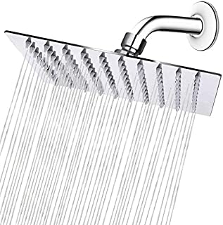 HIGH PRESSURE Rain Shower head, NearMoon High Flow Stainless Steel 8 Inch Square ShowerHead, Pressure Boosting Design, Awesome Shower Experience Even At Low Water Flow (Chrome Finish)