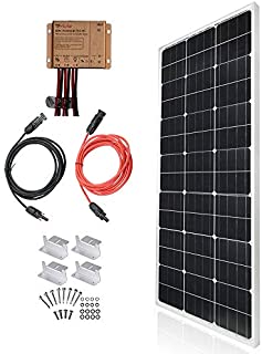 TP-solar Solar Panel Kit 100 Watt 12 Volt Monocrystalline Off Grid System for Homes RV Boat + 20A 12V/24V Solar Charge Controller + 16ft Solar Cables + Z-Brackets for Mounting