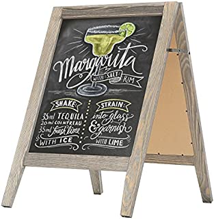 MyGift Rustic Stained Vintaged Wooden Freestanding A-Frame Double-Sided Chalkboard Sidewalk Sign