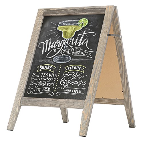 MyGift Rustic Stained Vintaged Wooden Freestanding A-Frame Double-Sided Chalkboard Sidewalk Sign