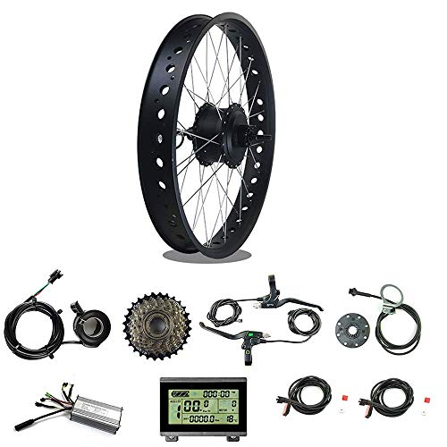 Ricetoo 36V 500W Snow Bike/Fat Tire Electric Bicycle Conversion Kit 26 inch Wheel Rear Rotate Hub Motor with LCD3 Display.