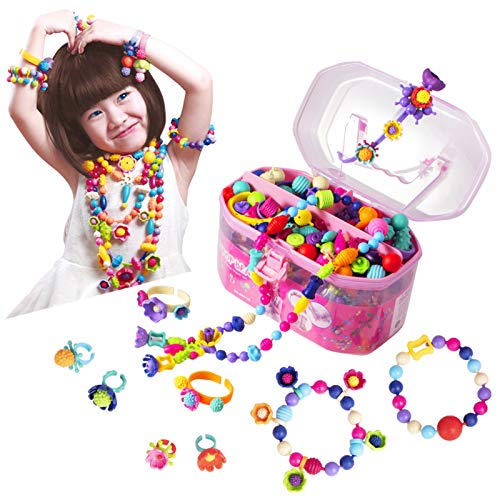 Pop Beads, Jewelry Making Kit - Arts and Crafts for Girls Age 3, 4, 5, 6, 7 Year Old Kids Toys - Hairband Necklace Bracelet and Ring Creativity DIY Set | Ideal Christmas Birthday Gifts (520 PCS)