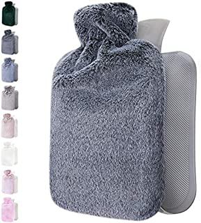 Hot Water Bottle with Soft Cover - 1.8L Large - Hot Water Bag for Pain Relief, Neck and Shoulders, Feet Warmer, Menstrual Cramps, Hot and Cold Therapy - Great Gift for Women and Girls (Dark Grey)