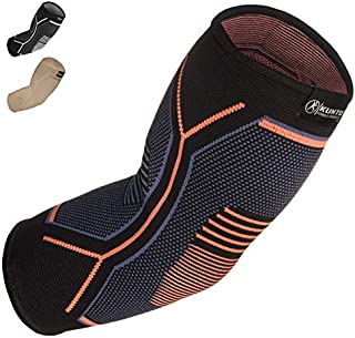 Kunto Fitness Elbow Brace Compression Support Sleeve for Tendonitis, Tennis Elbow, & Golf Elbow Treatment - Reduce Joint Pain During Any Activity! (Medium)