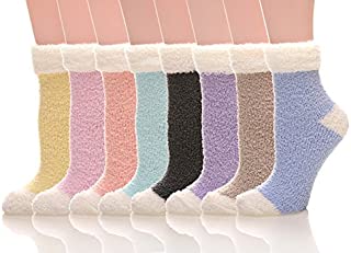 MQELONG Womens Super Soft Fuzzy Cozy Home Sleeping Socks Microfiber Winter Warm Slipper Socks (8 pairs Solid Color)