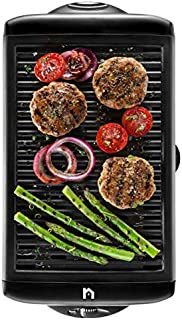 New House Kitchen Electric Smokeless Indoor Grill, Large Non-Stick Cooking Surface, Temperature Control for Smoke-Free BBQing, Dishwasher Safe Removable Water Tray, Portable Kitchen Griddle, Black