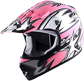 WOW Youth Kids Motocross BMX MX ATV Dirt Bike Helmet Star Matt Pink; Size M (51-52 cm 20.1/20.5 Inch)