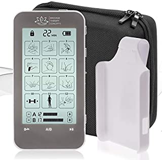 TENS Unit and EMS Combination Muscle Stimulator with 2 Channels, 12 Modes for Pain Management for Back, Neck, Arms, Legs, Abs, and Muscle Rehabilitation -With Belt Clip and Protective Hard Travel Case