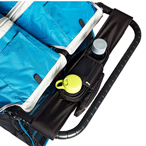 Ethan & Emma Double Stroller Organizer with Cup Holders - Fits Both Single & Double Strollers - Baby Shower Gift - Secured Fit & Extra Storage - Universal Stroller Organizer and Stroller Accessory