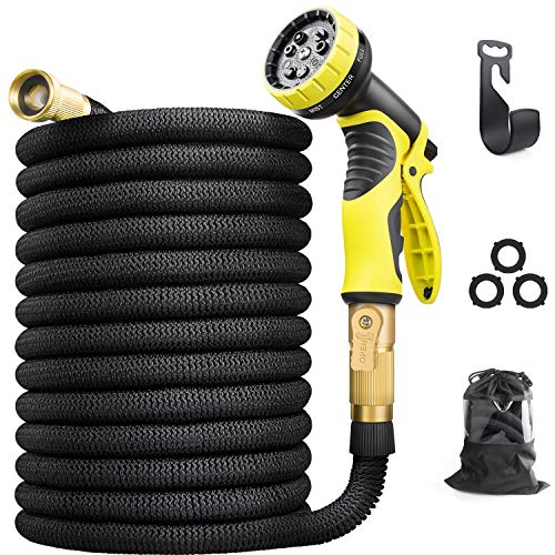 Aterod 75 feet Expandable Garden Hose, Extra Strength Fabric, Flexible Expanding Water Hose with 9 Function Spray Nozzle