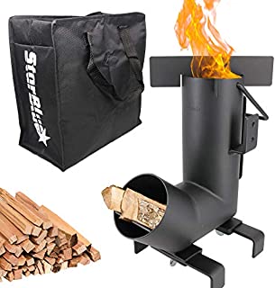 Camping Rocket Stove by StarBlue with FREE Carrying Bag - A Portable Wood Burning Camping Stove with Large Fuel Chamber Best for Outdoor Cooking, Camping, Picnic, BBQ, Hunting, Fishing