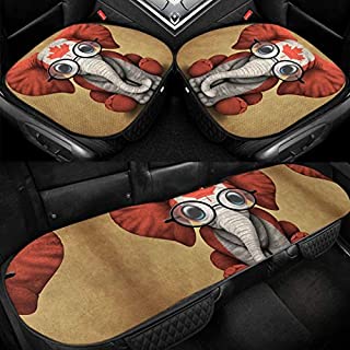 Car Ice Seat Cushion Universal Canadian Flag of Canada Maple Leaf Elephant Car Seat Cover Antiskid Seat Pad Mat for Automobiles Accessories Office Chair Seat Protector Four Season Black