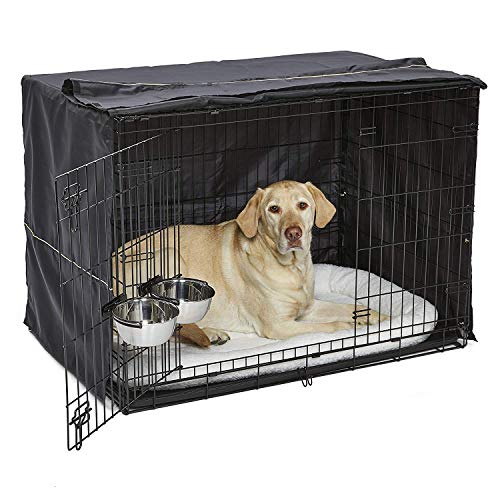 iCrate Dog Crate Starter Kit 42-Inch Dog Crate Kit Ideal for Large Dog Breeds (weighing 71 - 90 Pounds) Includes Dog Crate, Pet Bed, 2 Dog Bowls & Dog Crate Cover