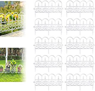 CHAOMIC 10PCS Decorative Garden Fence 23.62 x 13inch Plastic Garden Border Edging Dog Outdoor Fences Landscape Wire Folding Fencing Patio Wire Border for Flower Bed Dog Barrier Tall Garden Edge