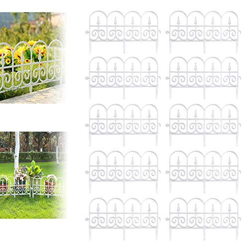 CHAOMIC 10PCS Decorative Garden Fence 23.62 x 13inch Plastic Garden Border Edging Dog Outdoor Fences Landscape Wire Folding Fencing Patio Wire Border for Flower Bed Dog Barrier Tall Garden Edge