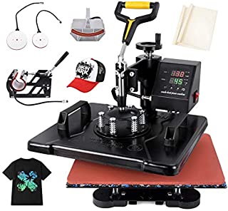 Seeutek Heat Press 5 in 1 Heat Press 12x15 inch Machine 360-Degree Swing Away Digital Sublimation Multifunction Combo for T Shirts Mugs Hat Plate Cap