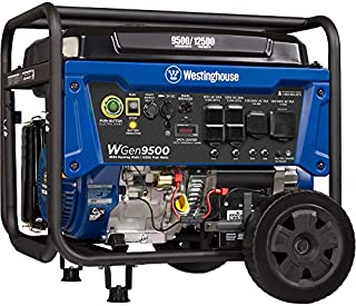 Westinghouse Outdoor Power Equipment WGen9500 Heavy Duty Portable Generator 9500 Rated 12500 Peak Watts, Gas Powered, Electric Start, Transfer Switch & RV Ready, CARB Compliant