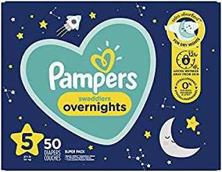 Diapers Size 5, 50 Count - Pampers Swaddlers Overnights Disposable Baby Diapers, Super Pack (Packaging May Vary)