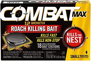 Combat Max 12 Month Roach Killing Bait, Small Roach Bait Station, Child-Resistant, 18 Count