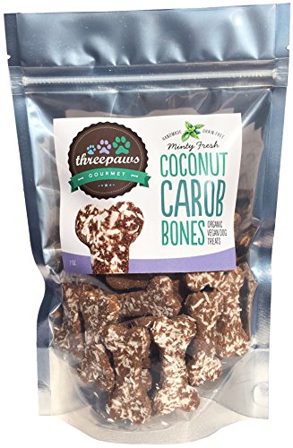 Minty Fresh Coconut Carob Bones Gourmet Organic and Vegan Dog Treats - Gluten Free, Grain Free