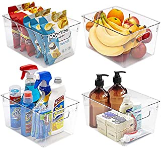 Sorbus Storage Bins Clear Plastic Organizer Container Holders with Handles  Versatile for Kitchen, Refrigerator, Cabinet, Food Pantry, Bathroom Organization