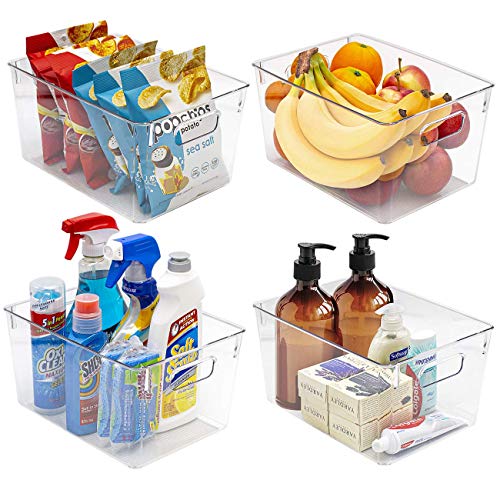 Sorbus Storage Bins Clear Plastic Organizer Container Holders with Handles  Versatile for Kitchen, Refrigerator, Cabinet, Food Pantry, Bathroom Organization