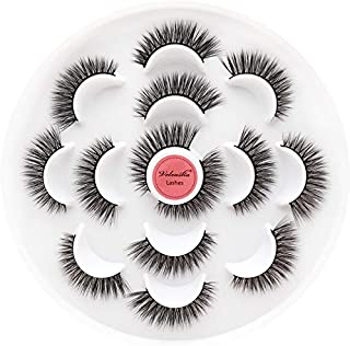 Veleasha Natural False Eyelashes 7 Pairs 5D Faux Mink Lashes Handmade Luxurious Volume Fluffy | Wing