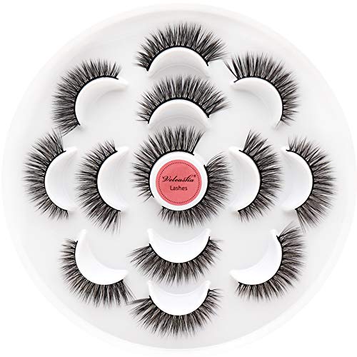 Veleasha Natural False Eyelashes 7 Pairs 5D Faux Mink Lashes Handmade Luxurious Volume Fluffy | Wing