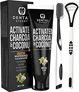 Activated Charcoal Teeth Whitening Toothpaste - DESTROYS BAD BREATH - Best Natural Black Tooth Paste Kit - MINT FLAVOR - Herbal Decay Treatment - REMOVES COFFEE STAINS, 4oz