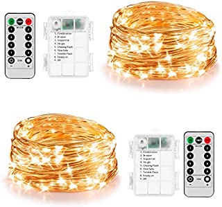 Koxly 2 Pack 20ft 60 Led Fairy Lights with Remote Timer Waterproof Christmas Decor Battery Operated Twinkle Firefly Lights for Bedroom, Garden, Easter, Party, Christmas Indoor and Outdoor Decorations