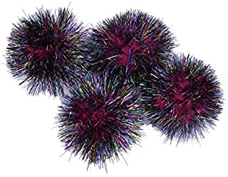 YYCRAFT 15pcs Jumbo Glitter Tinsel Pom Poms Sparkle Balls for DIY Craft,Cat Toys(2 Inch,Rainbow Hot Pink)