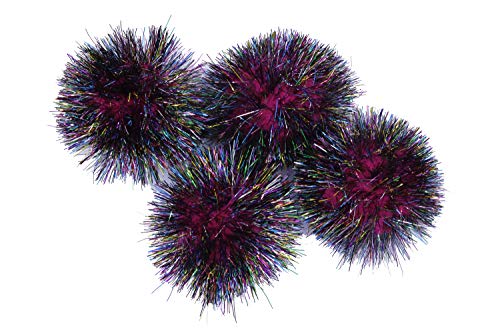 YYCRAFT 15pcs Jumbo Glitter Tinsel Pom Poms Sparkle Balls for DIY Craft,Cat Toys(2 Inch,Rainbow Hot Pink)