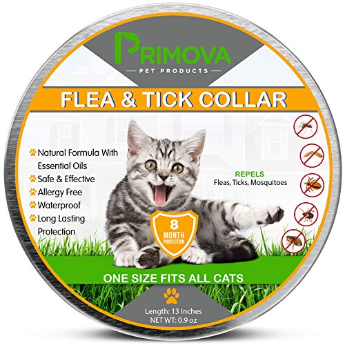 Flea and Tick Collar for Cats - Natural Prevention Treatment 8 Months Protection with Premium Quality Essential Oils - Hypoallergenic -Adjustable & Waterproof - One Size Fits all Kittens